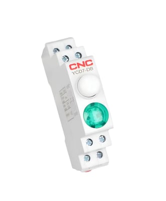 Pulsador C/Retención a riel din Led Verde 220V 2NO+1NC YCD7 CNC1