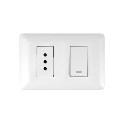 Interruptor Simple Emb. 9/12 + Enchufe Simple 10A 250V Blanco - Want1