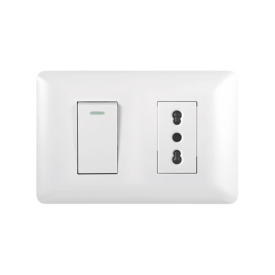 Interruptor Simple Emb. 9/12 + Enchufe Simple 10/16A 250V Blanco - Want1