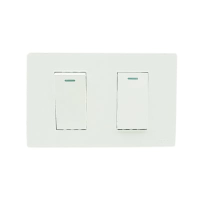 Interruptor Doble Emb. 9/15 16A 250V Blanco Base Metalica - Want1