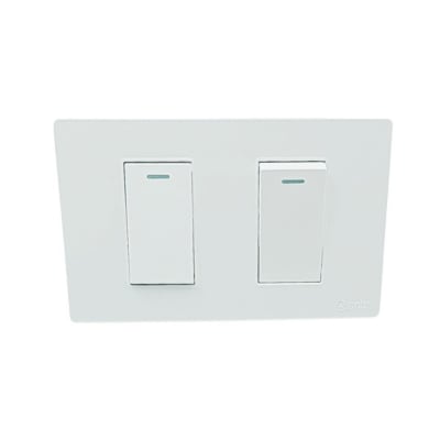 Interruptor Doble Emb. 9/24 16A 250V Blanco Base Metalica - Want1