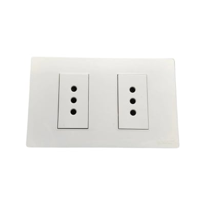 Enchufe Doble Emb. 10A 250V Blanco Base Metalica - Want1