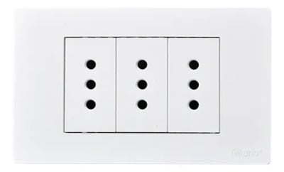 Enchufe Triple Emb. 10A 250V Blanco Base Metalica - Want1