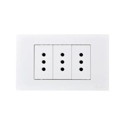 Enchufe Triple Emb. 10A 250V Blanco Base Metalica - Want1