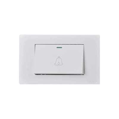 Interruptor Pulsador Timbre Teclon Emb. 10A 250V Blanco Base Metalica - Want1