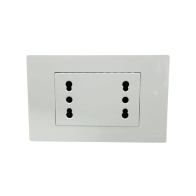 Enchufe Doble Puenteado Emb. 10/16A 250V Blanco Base Metalica - Want1