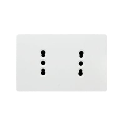 Enchufe Doble Plano Puenteado Emb. 10/16A 250V Blanco Base Metalica Want1