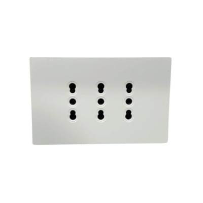 Enchufe Triple Plano Puenteado Emb. 10/16A 250V Blanco Base Metalica - Want1
