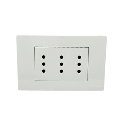 Enchufe Triple Puenteado Emb. 10A 250V Blanco Base Metalica - Want1