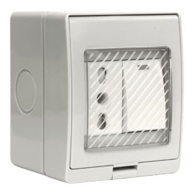 Hidrobox Interperie con Interruptor 9/12+Enchufe 10/16A 250V IP55 Vellmax1