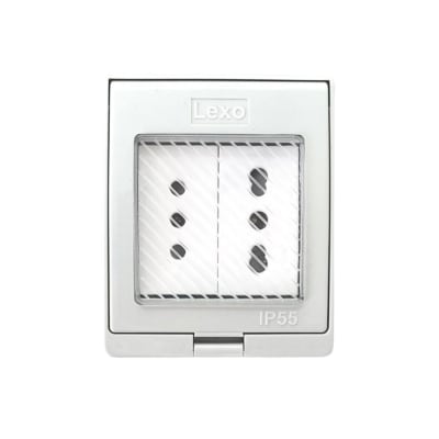 Caja Hidrobox Interperie con Tomacorriente Doble 10A +10/16A 250V IP55 - Lexo1