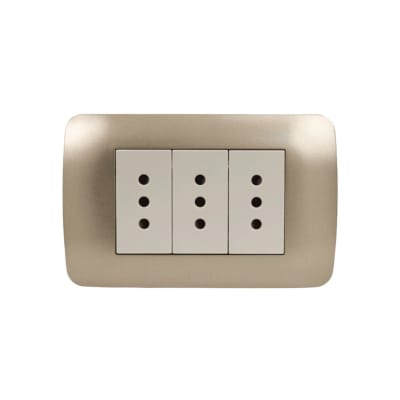 Enchufe Triple Emb. 10A 250V Mod. Beige Placa Titanio - Lexo1