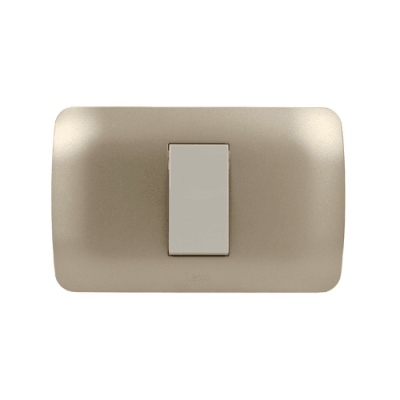 Interruptor Simple Emb. 9/12 10A 250V Mod. Beige Placa Titanio - Lexo1