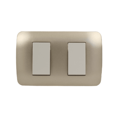 Interruptor Doble Emb. 9/15 10A 250V Mod. Beige Placa Titanio Lexo1