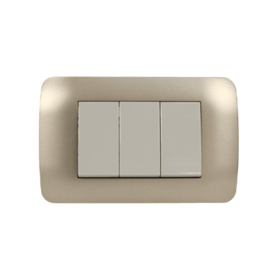 Interruptor Triple Emb. 9/32 10A 250V Mod. Beige Placa Titanio - Lexo1