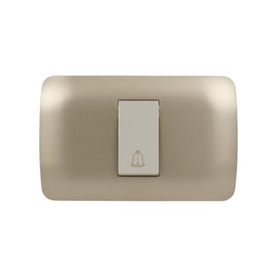 Interruptor Pulsador Timbre Emb. 10A 250V Mod. Beige Placa Titanio Lexo1