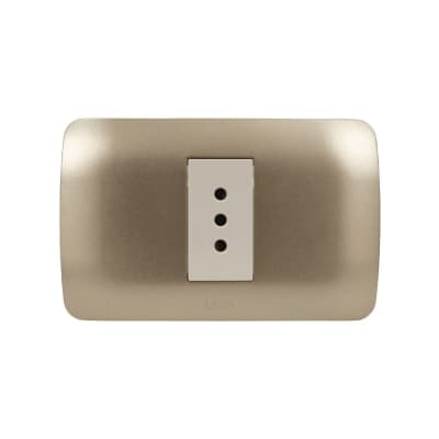 Enchufe Simple Emb. 10A 250V Mod. Beige Placa Titanio - Lexo1
