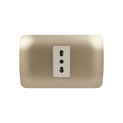 Enchufe Simple Emb. 10/16A 250V Mod. Beige Placa Titanio - Lexo1