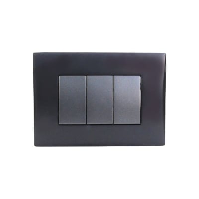 Interruptor Triple Emb. 9/32 10A 250V Negro Linea Andes Lexo1