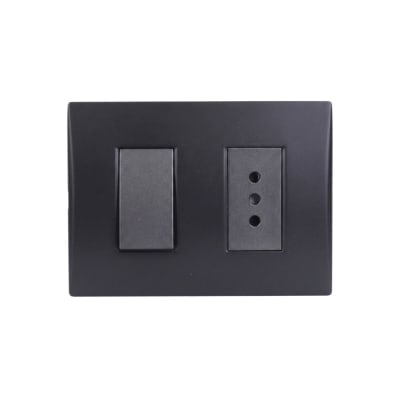Interruptor Emb. 9/12 + Enchufe 10A 250V Negro Linea Andes Lexo1