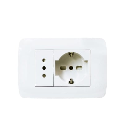 Enchufe Toma Emb. Schuko 10/16A + Enchufe 10A 250V Blanco Lexo1