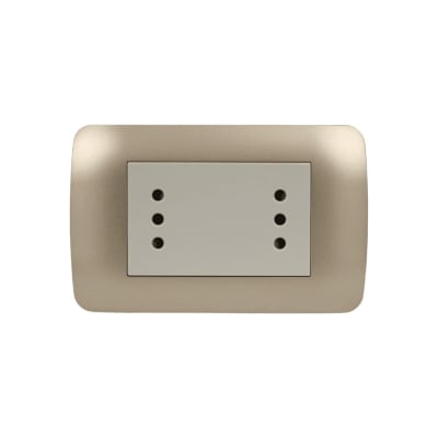 Enchufe Doble Puenteado Emb. 10A 250V Mod. Beige Placa Titanio Lexo1