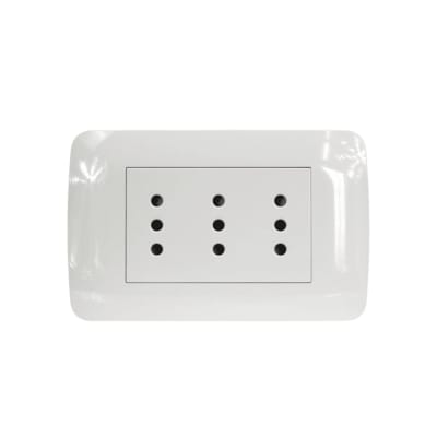Enchufe Triple Puenteado Emb. 10A 250V Blanco Lexo2