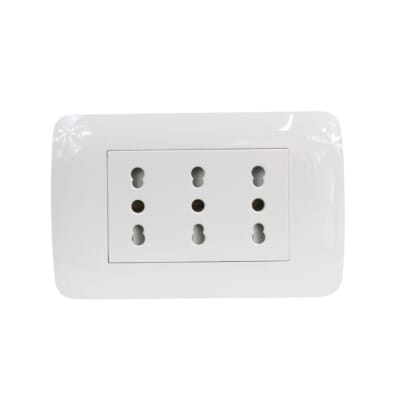 Enchufe Triple Puenteado Emb. 10/16A 250V Blanco Lexo1
