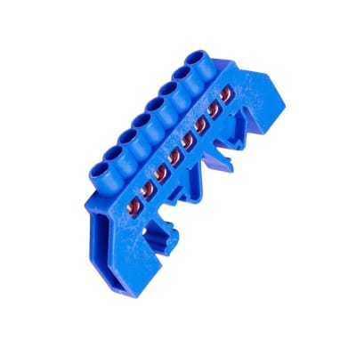 Barra Repartidora Riel Din 8 Conexiones Aislada Azul1