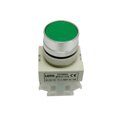 Pulsador Plano Verde 1NO 22MM - Lexo1
