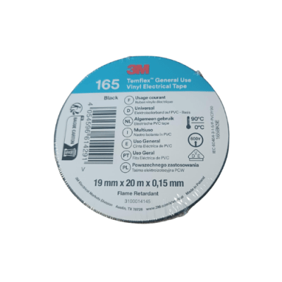 Huincha Aisladora 3M Negra 19mmx20mtx0.15mm1