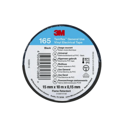 Huincha Aisladora 3M Negra 15mmx10mtx0.15mm1