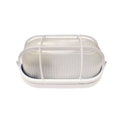 Foco Tortuga Ovalado Aluminio C/Reja Blanca 220VAC 60W E27 IP441