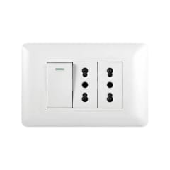 Interruptor Simple Emb. 9/12 + Enchufe Doble 10/16A 250V Blanco  - Want