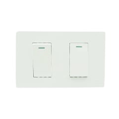 Interruptor Doble Emb. 9/15 16A 250V Blanco Base Metalica - Want