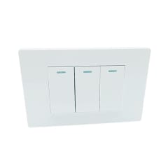 Interruptor triple Emb. 9/32 16A 250V Blanco Base Metalica - Want