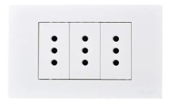 Enchufe Triple Emb. 10A 250V Blanco Base Metalica - Want