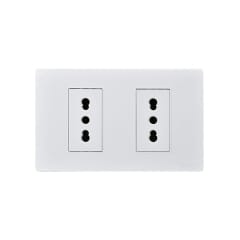 Enchufe Doble Emb. 10/16A 250V Blanco Base Metalica - Want