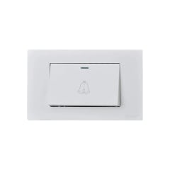 Interruptor Pulsador Timbre Teclon Emb. 10A 250V Blanco Base Metalica - Want