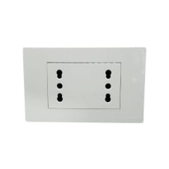 Enchufe Doble Puenteado Emb. 10/16A 250V Blanco Base Metalica - Want
