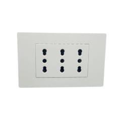 Enchufe Triple Puenteado Emb. 10/16A 250V Blanco Base Metalica - Want