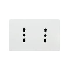 Enchufe Doble Plano Puenteado Emb. 10/16A 250V Blanco Base Metalica Want