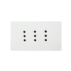 Enchufe Triple Plano Puenteado Emb. 10A 250V Blanco Base Metalica - Want