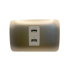 Enchufe Toma Doble USB Emb. 5V C.C. 1100MA Mod. Beige Placa Titanio Lexo