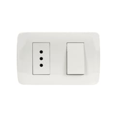 Interruptor Simple Emb. 9/12 + Enchufe 10A 250V Blanco - Lexo
