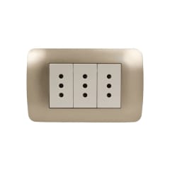 Enchufe Triple Emb. 10A 250V Mod. Beige Placa Titanio - Lexo