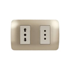 Enchufe Doble Emb. 10A+ 10/16A 250V Mod. Beige Placa Titanio - Lexo