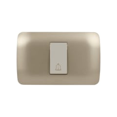 Interruptor Pulsador Timbre Emb. 10A 250V Mod. Beige Placa Titanio Lexo