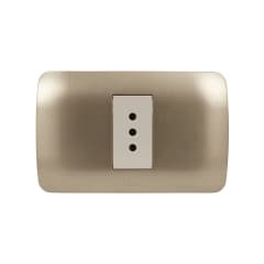 Enchufe Simple Emb. 10A 250V Mod. Beige Placa Titanio - Lexo