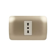 Enchufe Simple Emb. 10/16A 250V Mod. Beige Placa Titanio - Lexo